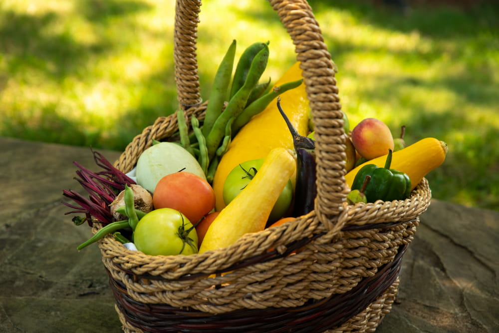 A basket with fresh produce