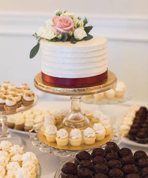 Wedding cake with mini cupcakes